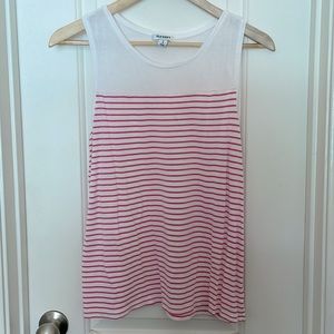 Pink and white striped sleeveless tee